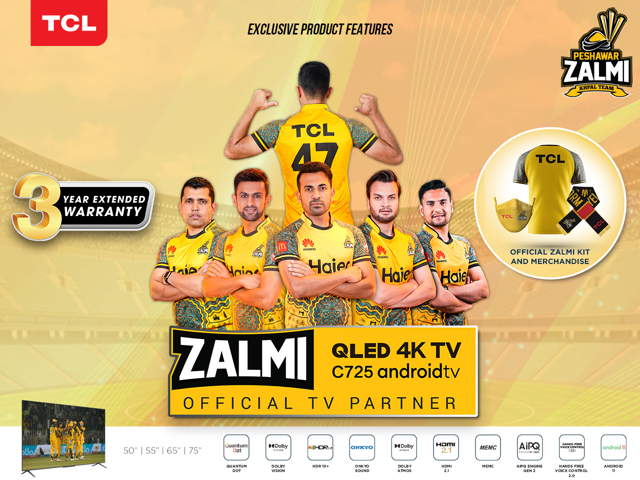 TCL Launches QLED C725 as Zalmi TV for PSL 7