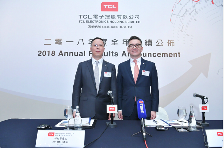 TCL Electronics’Turnover Hits Historical High of US$5.86 Billion in 2018 Profit Attributable to Owners of the Parent after Extraordinary Items Strongly Surged by 30.8% YoY 